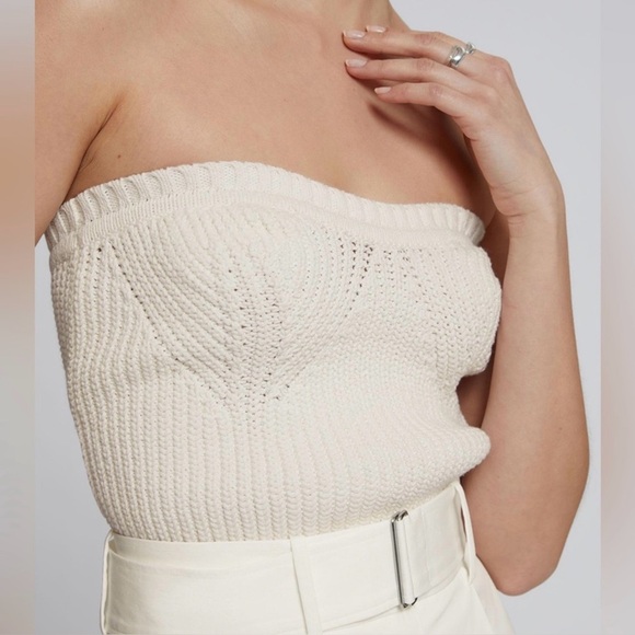 & OTHER STORIES Knitted Bandeau Tube Top Off White Size Medium - Picture 3 of 11